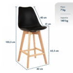 Taburete Banqueta Silla Alta Con Respaldo Barra Cocina Bar - Imagen 3