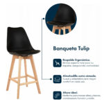 Taburete Banqueta Silla Alta Con Respaldo Barra Cocina Bar - Imagen 4