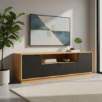 Rack De Tv 75 Pulgadas Living Modular Con Puertas Y Estante - Imagen 1