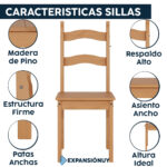 Juego De Comedor Living Mesa Grande + 8 Sillas En Madera - Imagen 7