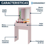 Tocador Con Espejo Comoda Escritorio Con Cajon Maquillaje - Imagen 2