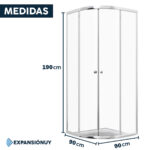 Cabina Ducha Mampara Baño Ovalada 90 X 190 - Imagen 2