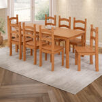 Juego De Comedor Living Mesa Grande + 8 Sillas En Madera - Imagen 1