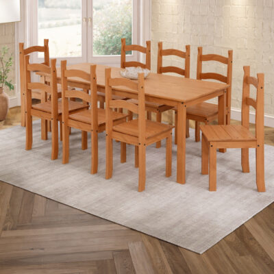 Juego De Comedor Living Mesa Grande + 8 Sillas En Madera