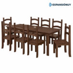 Juego De Comedor Living Mesa Grande + 8 Sillas En Madera - Imagen 3