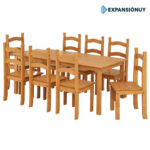 Juego De Comedor Living Mesa Grande + 8 Sillas En Madera - Imagen 2