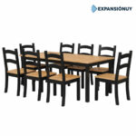 Juego De Comedor Living Mesa Grande + 8 Sillas En Madera - Imagen 4