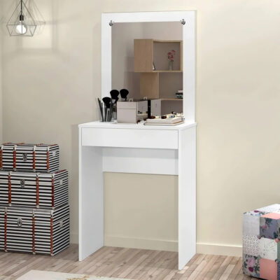 Tocador Con Espejo Comoda Escritorio Con Cajon Maquillaje Blanco