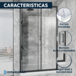 Mampara De Baño Con Puerta Corrediza Ajustable 120x190 - Imagen 3