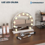 Espejo De Mesa Con Luz Led Táctil Maquillaje Tocador 3 Tonos - Imagen 4