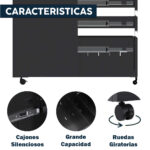 Archivero Metálico Con Llaves 4 Cajones y Ruedas - Imagen 3