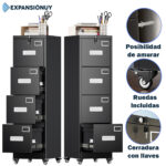 Archivero Metálico Con Llaves 4 Cajones y Ruedas - Imagen 4