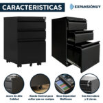 Archivero Metálico Con Llave 3 Cajones Y Ruedas Oficina - Imagen 4