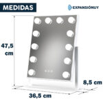 Espejo Maquillaje Tocador 360° Con 12 Focos Luz Led Táctil - Imagen 2