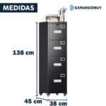 Archivero Metálico Con Llaves 4 Cajones y Ruedas - Imagen 2
