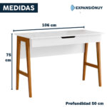 Mueble Escritorio De Oficina Nórdico De Madera Mdf 1 Cajón - Imagen 2