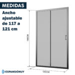 Mampara De Baño Con Puerta Corrediza Ajustable 120x190 - Imagen 2