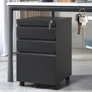 Archivero Metálico Con Llave 3 Cajones Y Ruedas Oficina