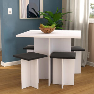 Juego De Comedor Con 4 Sillas - Mesa + Bancos - Desayunador