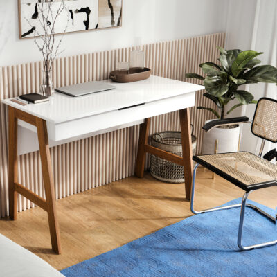 Mueble Escritorio De Oficina Nórdico De Madera Mdf 1 Cajón