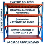 Estanteria Rack Metalico Fácil Encastre 2x2x0.4m 800kg - Imagen 3
