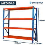 Estanteria Rack Metalico Fácil Encastre 2x2x0.4m 800kg - Imagen 4