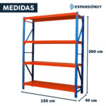 Estanteria Rack Metalico Fácil Encastre 2x1.5x0.4m 800kg - Imagen 4