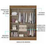 Ropero 3 Puertas Corredizas Con Espejos - Imagen 5