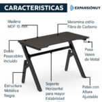 Escritorio Gamer Mesa De Pc Gamer Fibra De Carbono - Imagen 3