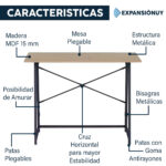 Escritorio Pc Plegable Mesa Retráctil De Hierro Y Madera Md - Imagen 4