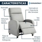 Sofá Sillón 1 Cuerpo Butaca Reclinable 150° De Tela Lavable - Imagen 4