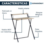 Mesa Plegable Retráctil De Hierro Y Madera Mdf - Imagen 4