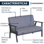 Sillón Sofa 2 Cuerpos Tapizado De Tela Lavable Living Estar - Imagen 2