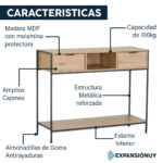 Mueble Aparador Recibidor De Hierro Y MDF Con Cajones - Imagen 2