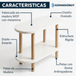 Mesa Lateral Auxiliar De Arrime Ovalada Doble Estante Living - Imagen 2