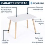 Mesa De Centro Ratona Auxiliar Rectangular De Madera Mdf - Imagen 3