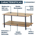 Mesa De Centro Ratona Estructura De Hierro Y Madera MDF - Imagen 3