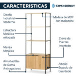Biblioteca Estanteria Librero Organizador Hierro Madera MDF - Imagen 3