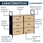 Comoda Cajonera 6 Cajones De Tela Hierro Y Madera Mdf - Imagen 3