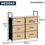 Comoda Cajonera 6 Cajones De Tela Hierro Y Madera Mdf - Imagen 2