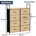 Comoda Cajonera 8 Cajones De Tela Hierro Y Madera Mdf - Imagen 2