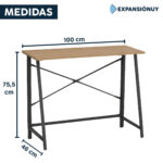 Escritorio Pc Plegable Mesa Retráctil De Hierro Y Madera Md - Imagen 3
