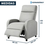 Sofá Sillón 1 Cuerpo Butaca Reclinable 150° De Tela Lavable - Imagen 5
