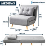 Sofá Cama Sillón 1 Cuerpo Reclinable 180° De Tela Lavable - Imagen 5