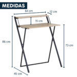 Mesa Plegable Retráctil De Hierro Y Madera Mdf - Imagen 3