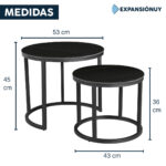 Set 2 Mesas Ratona Auxiliar Mesas De Hierro Y Porcelanato - Imagen 2
