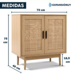 Aparador Mueble Auxiliar 2 Puertas Rattán Madera Mdf - Imagen 3