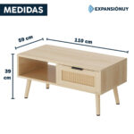 Mesa De Centro Rattan Mesa Ratona Baja De Madera Mdf - Imagen 2