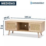 Rack Para Tv Hasta 60 Pulgadas Estilo Rattán De Madera Mdf - Imagen 2