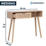 Mesa Auxiliar Lateral Escritorio de Rattán Madera Mdf Pc 1 Cajon - Imagen 2